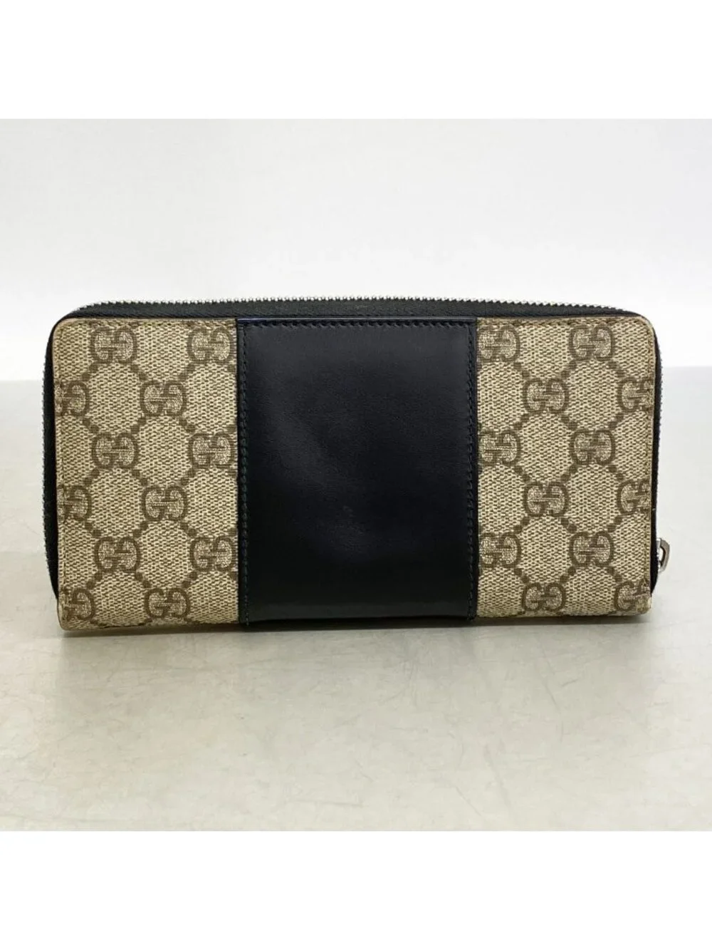 Gucci Wallet GG Supreme Brown Black Silver